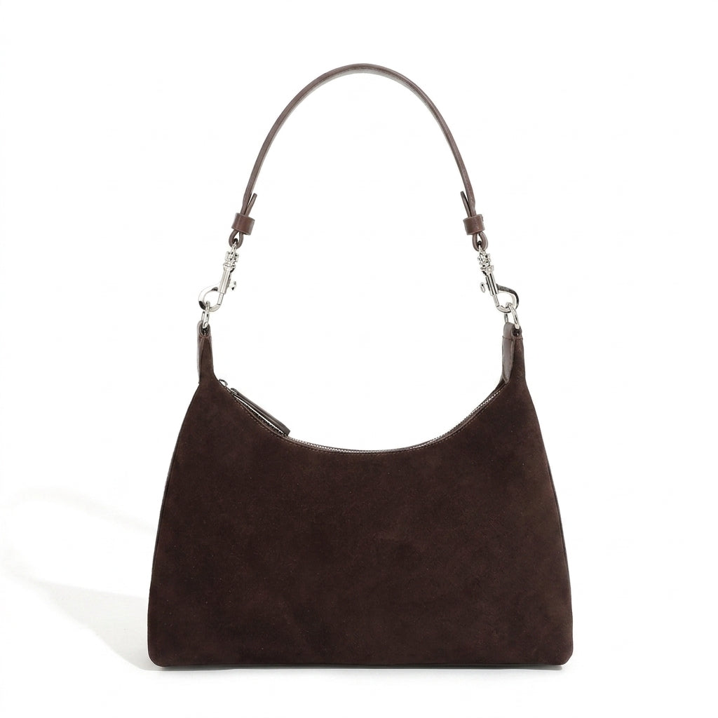 Urban Frosted Suede Crossbody na cor brown em fundo branco