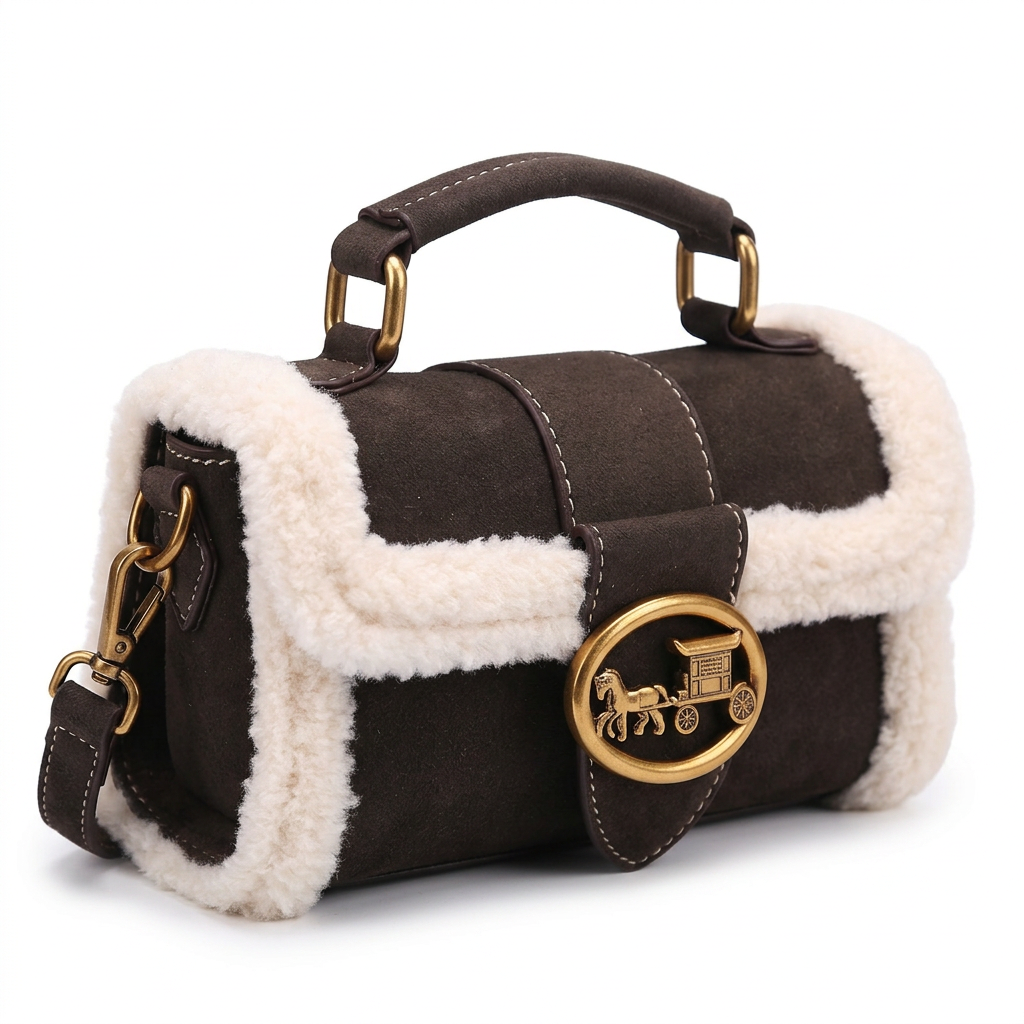 Plush Square Crossbody Bag Luxury em fundo branco