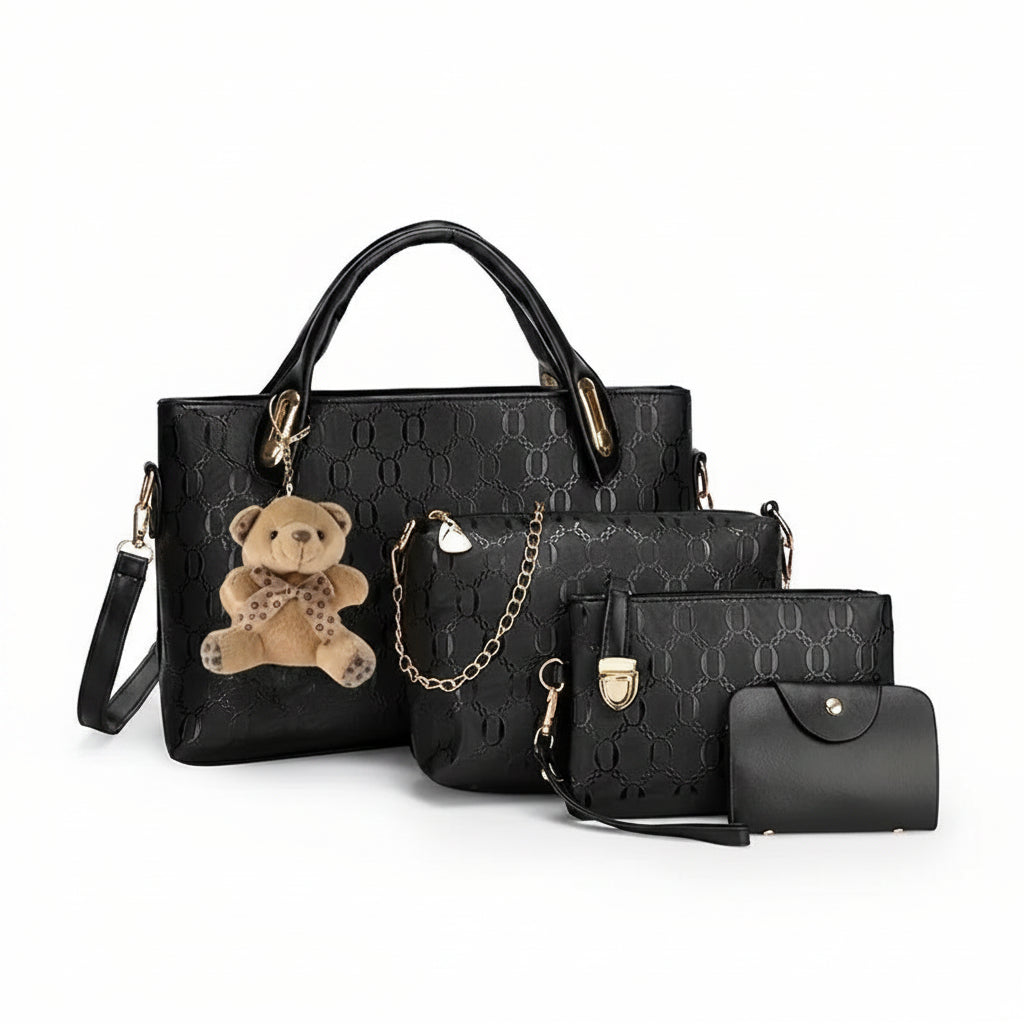 Set premium da 4 pezzi con tote e borse a tracolla a motivo geometrico