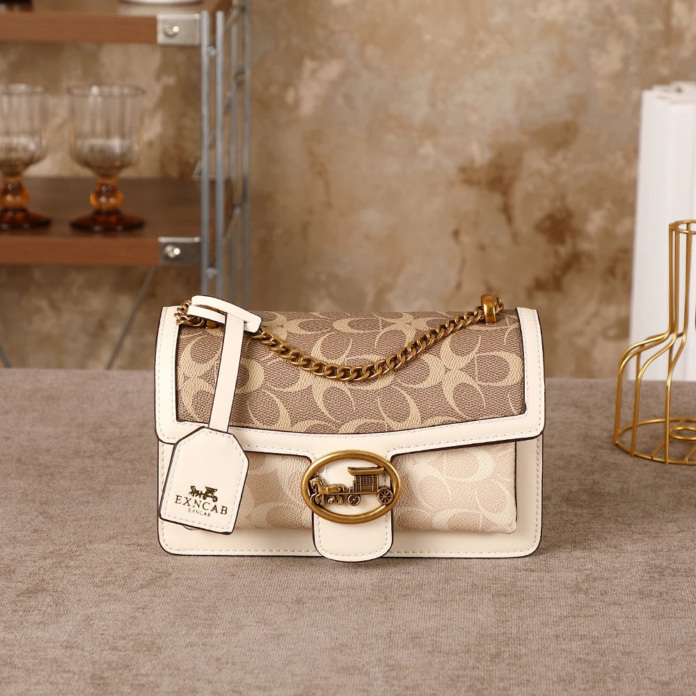Contrasting Color Chain Bag