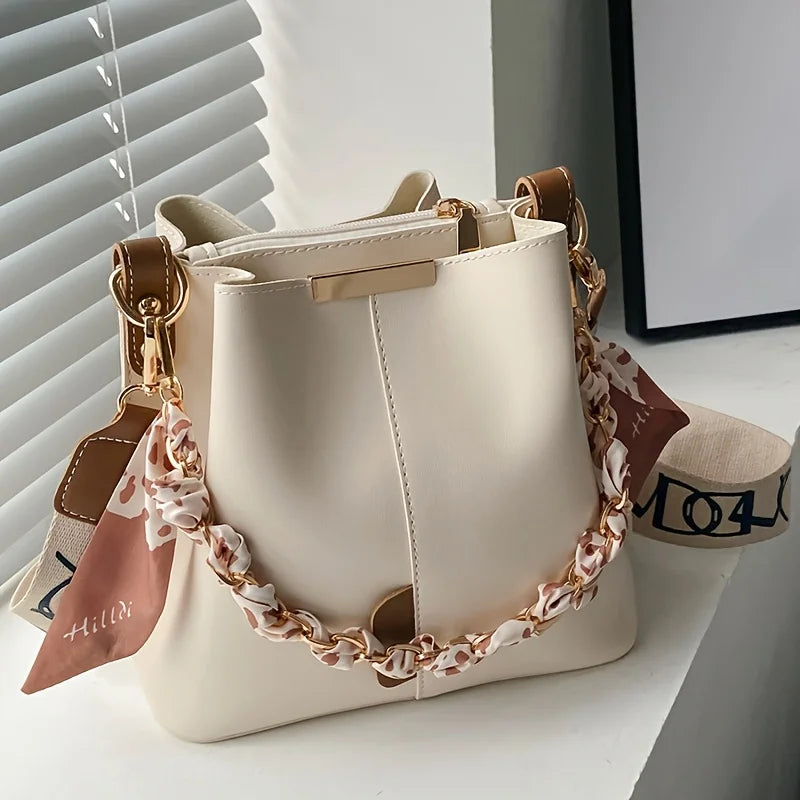Ribbon Chain Large Capacity Bucket Bag