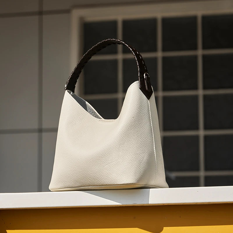 BURMINSA Slouchy Genuine Leather Hobo Bag