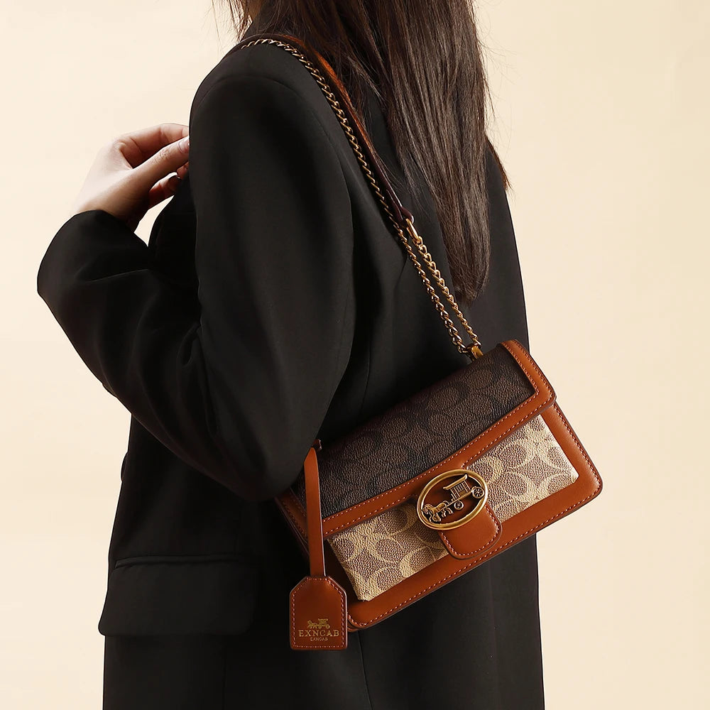 Contrasting Color Chain Bag
