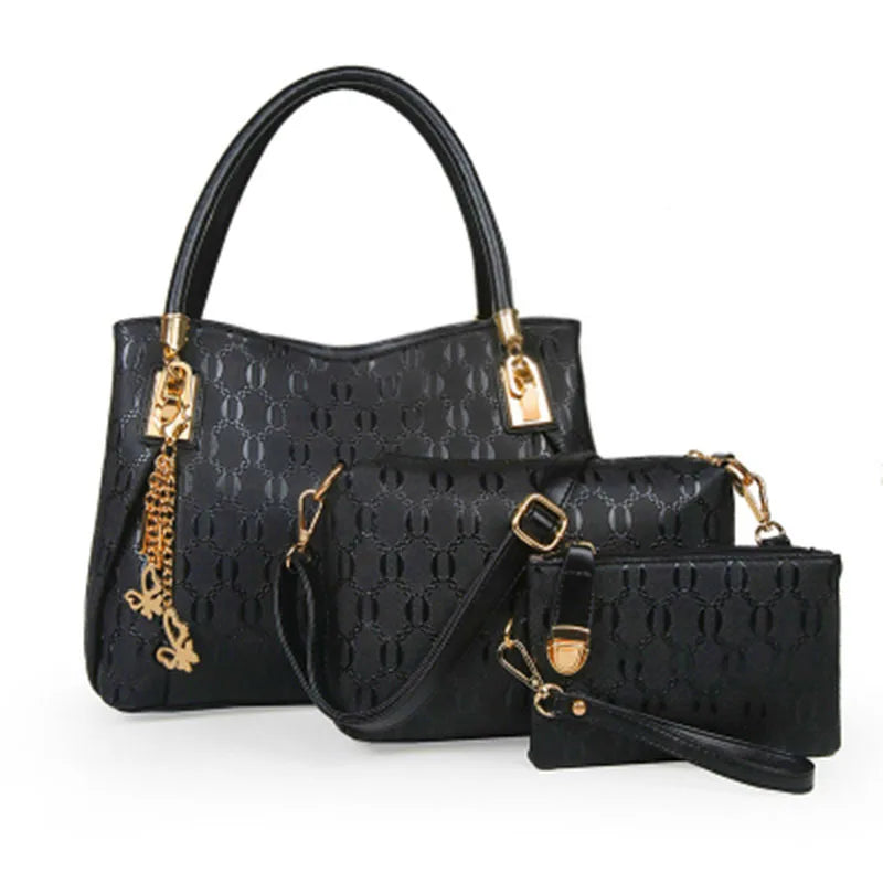 Elegant Vintage Leather 3-Piece Large Capacity Crossbody & Shoulder Bag Set