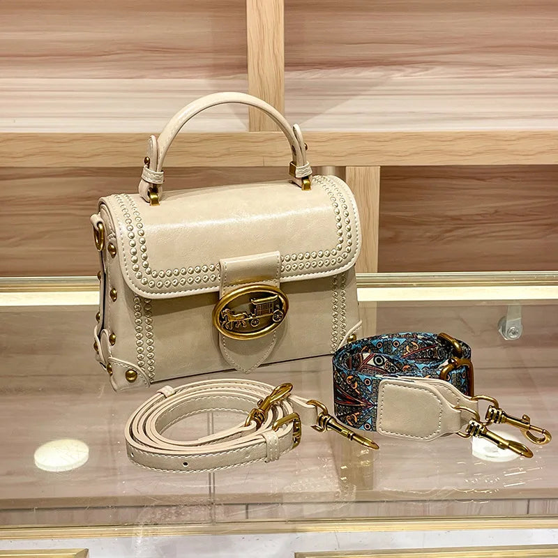 Retro Wide Strap Crossbody Bag