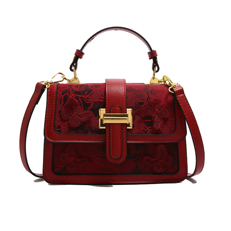 Embroidered Textured Crossbody Bag