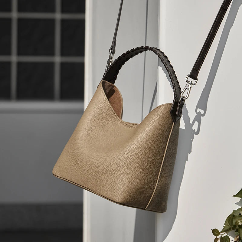 BURMINSA Slouchy Genuine Leather Hobo Bag