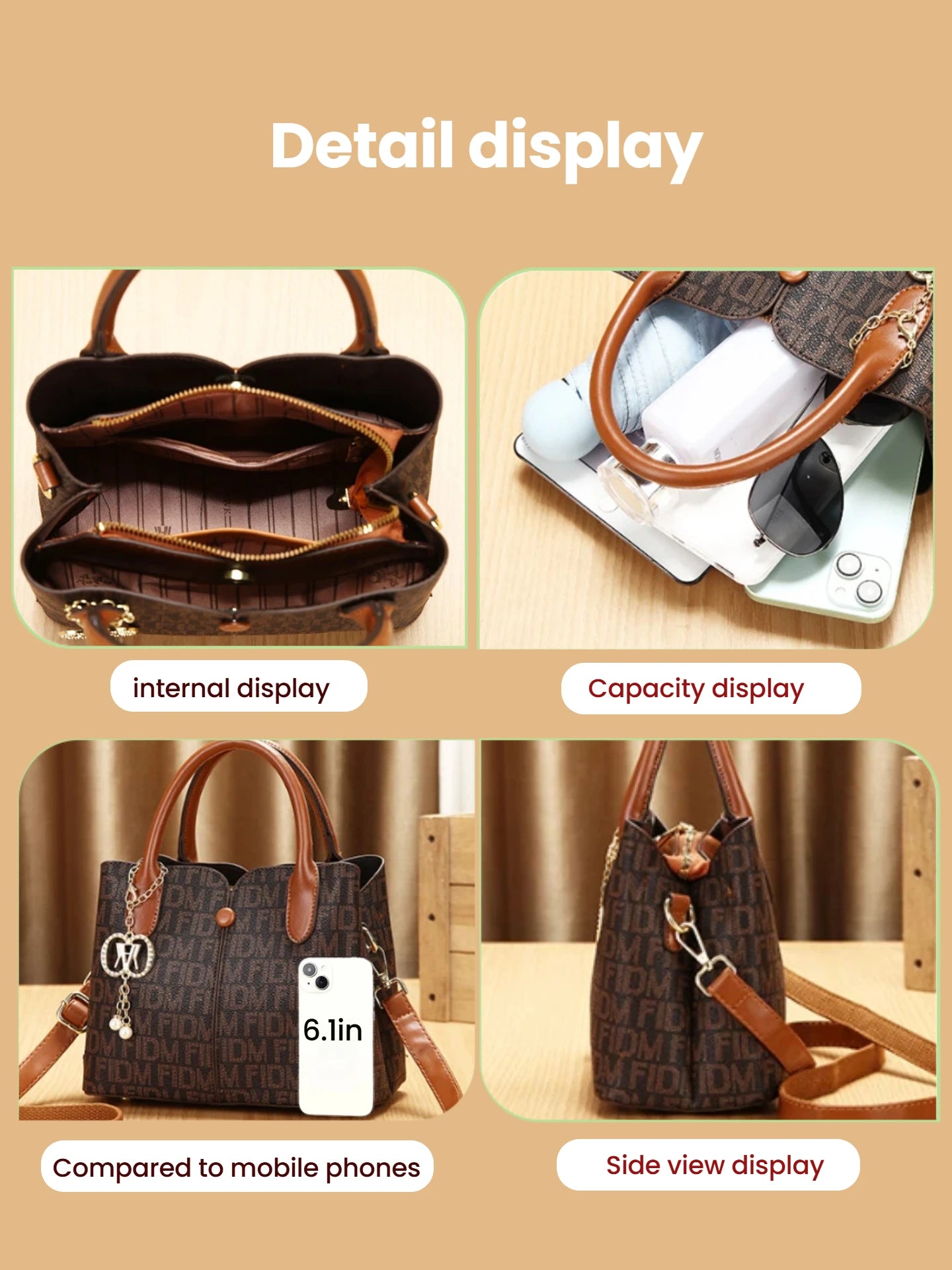 Elegant Luxury Printed 3-Piece Versatile Handbag Set