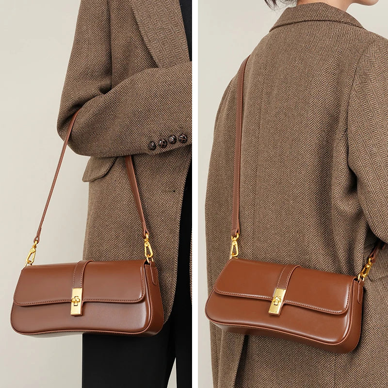 Audrey Genuine Leather Baguette Bag