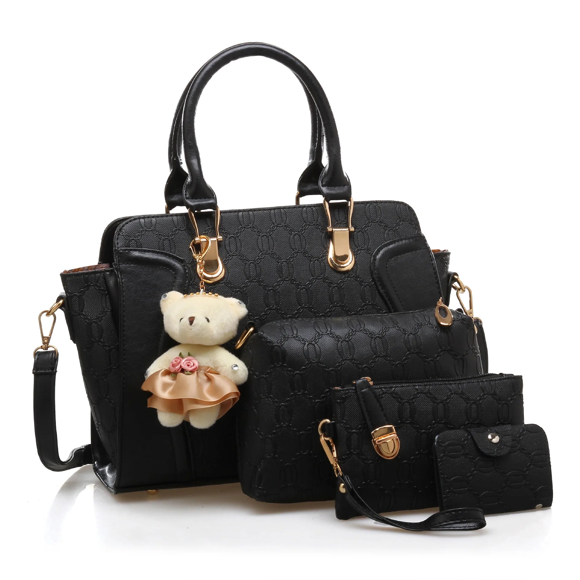 Premium 4-Piece Fashion Tote & Top Handle Crossbody Bag Set