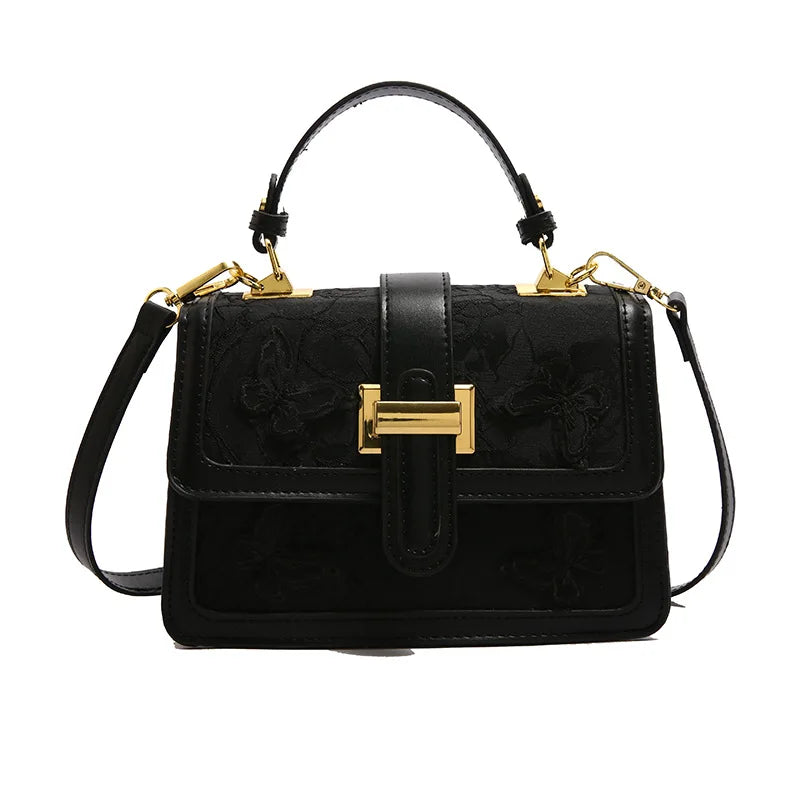 Embroidered Textured Crossbody Bag