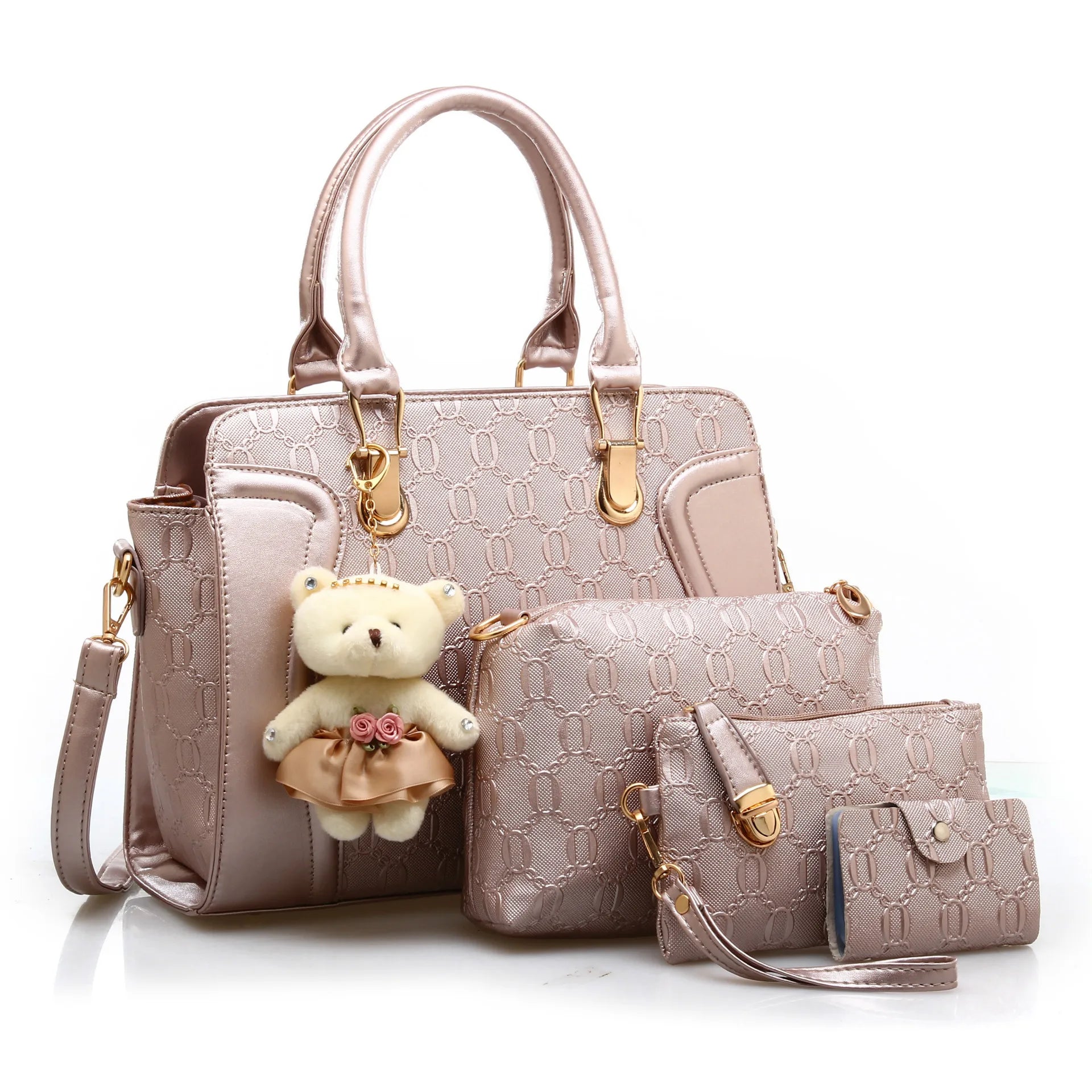 Premium 4-Piece Fashion Tote & Top Handle Crossbody Bag Set