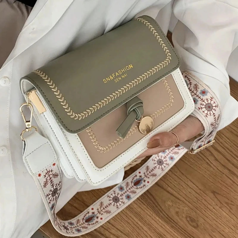 Contrasting Color Crossbody Bag