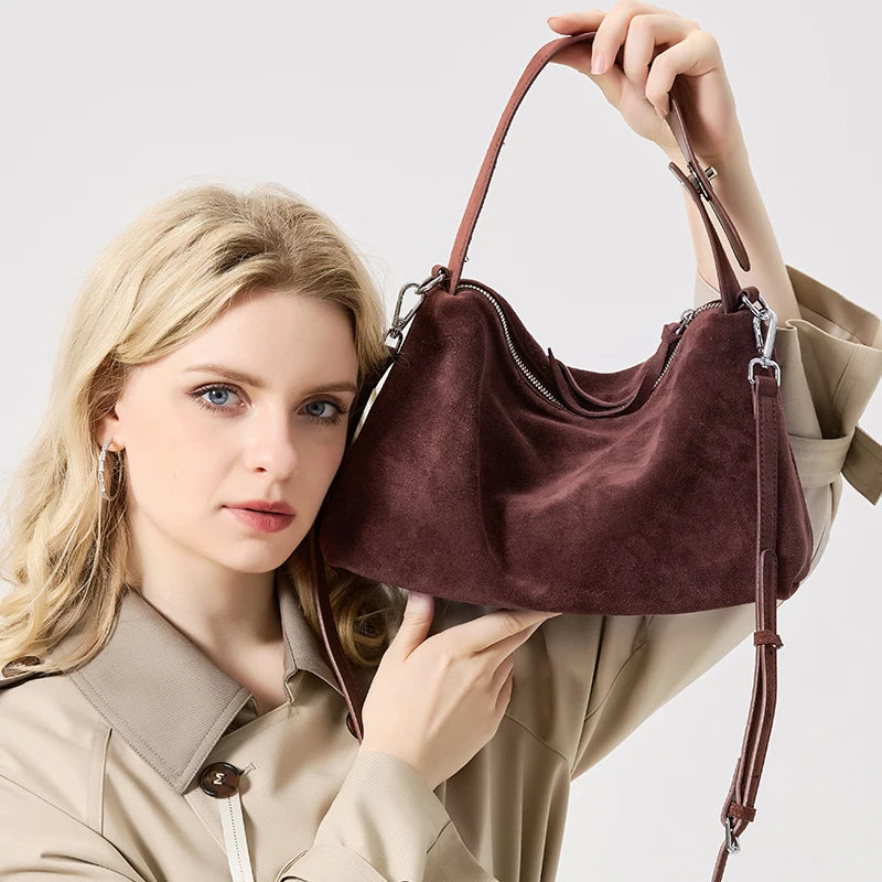 Large Suede Shoulder Bag for Work