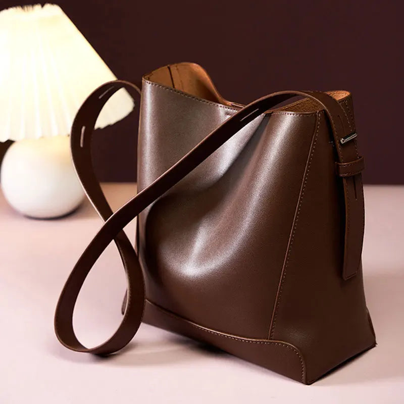 Mia Genuine Leather Bucket Bag