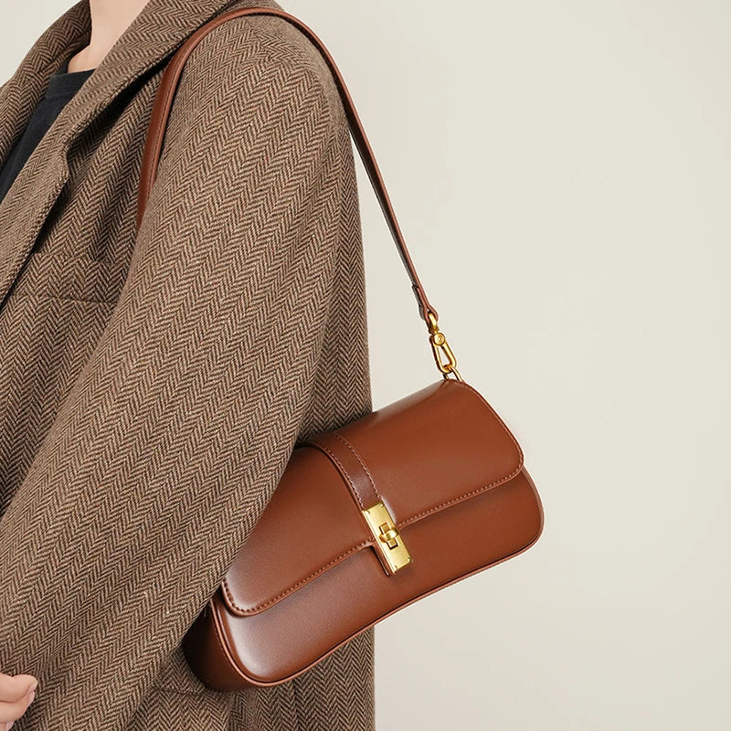 Audrey Genuine Leather Baguette Bag
