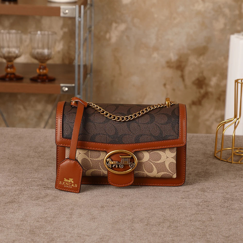 Contrasting Color Chain Bag