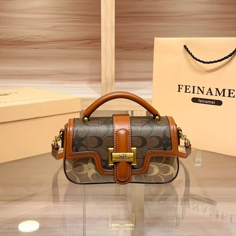 Contrasting Color Shoulder Bag