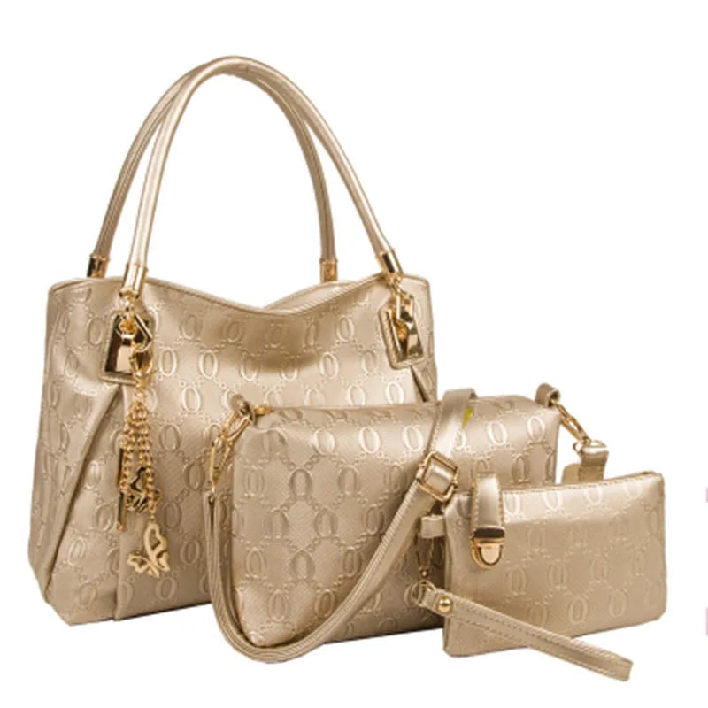 Elegant Vintage Leather 3-Piece Large Capacity Crossbody & Shoulder Bag Set