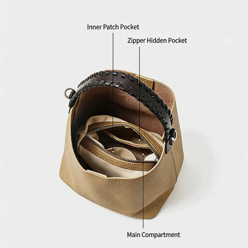 BURMINSA Slouchy Genuine Leather Hobo Bag