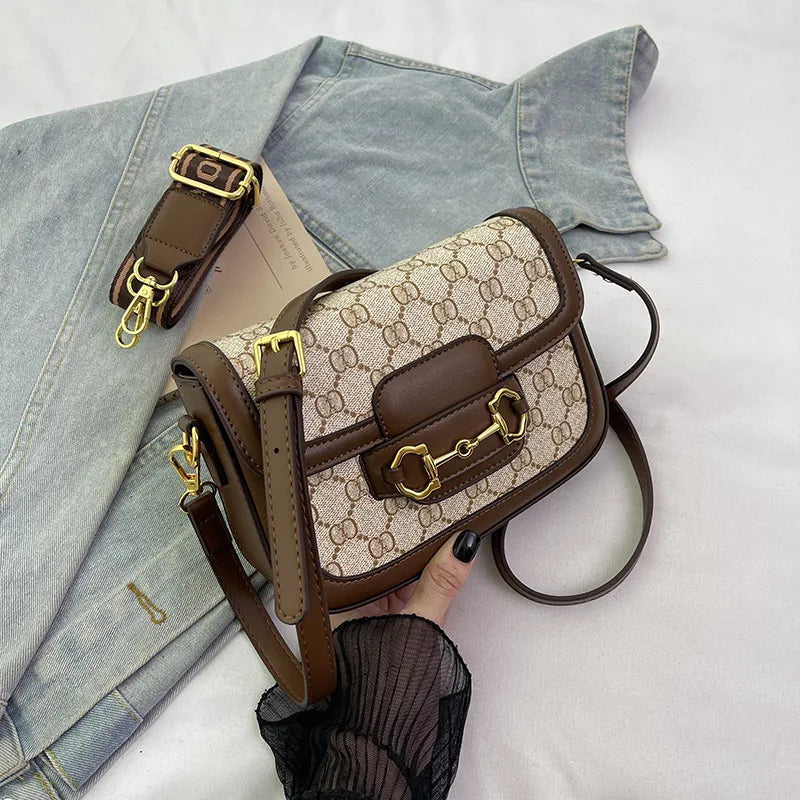 Retro Floral Crossbody Saddle Bag