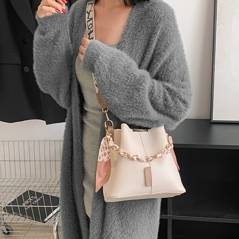 Ribbon Chain Large Capacity Bucket Bag