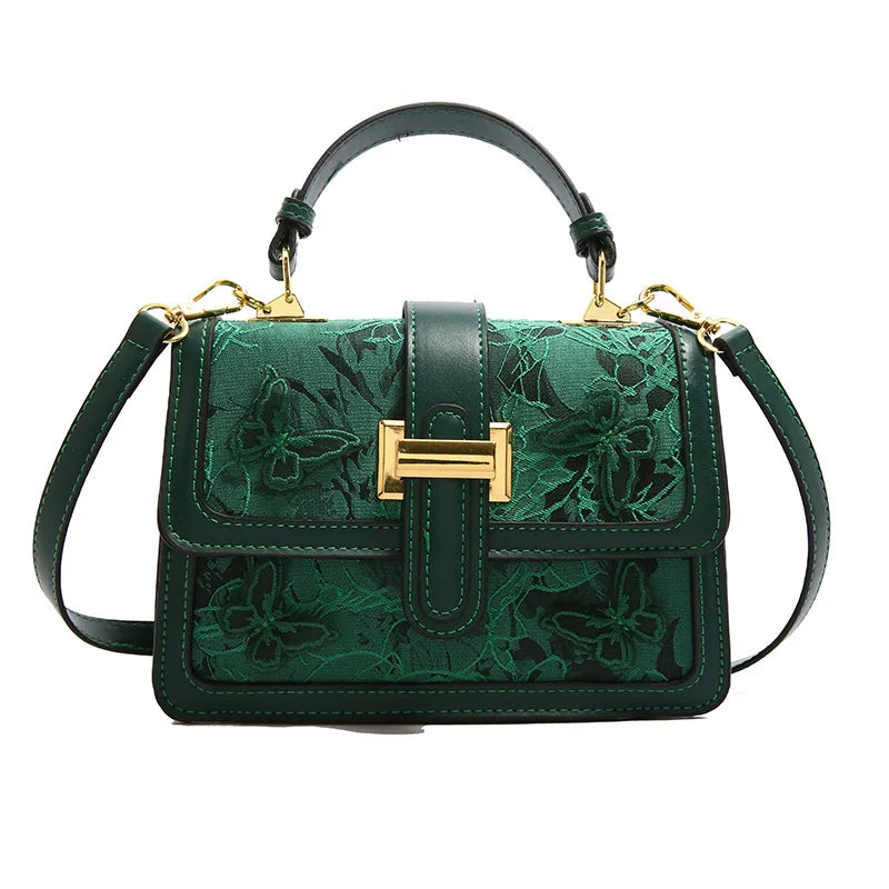 Embroidered Textured Crossbody Bag