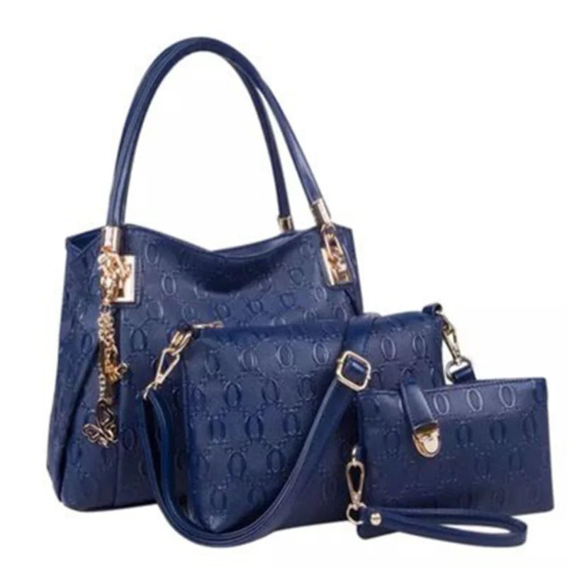 Elegant Vintage Leather 3-Piece Large Capacity Crossbody & Shoulder Bag Set