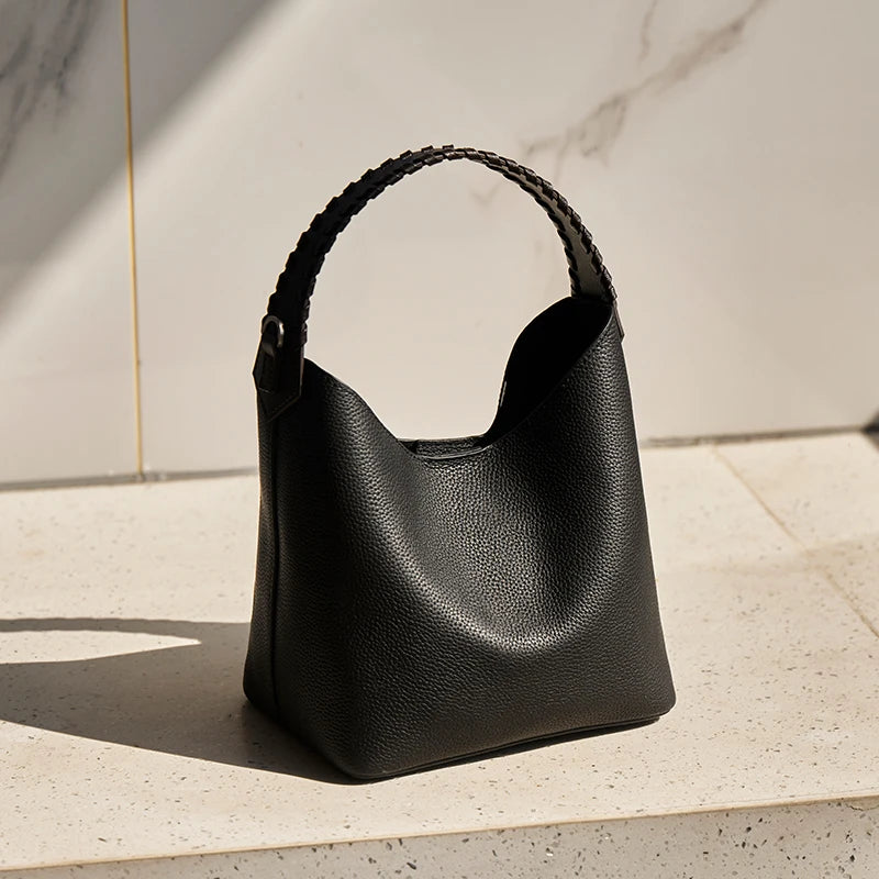 BURMINSA Slouchy Genuine Leather Hobo Bag