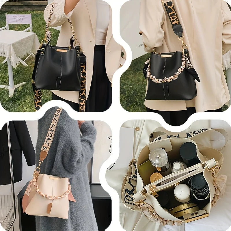 Ribbon Chain Large Capacity Bucket Bag