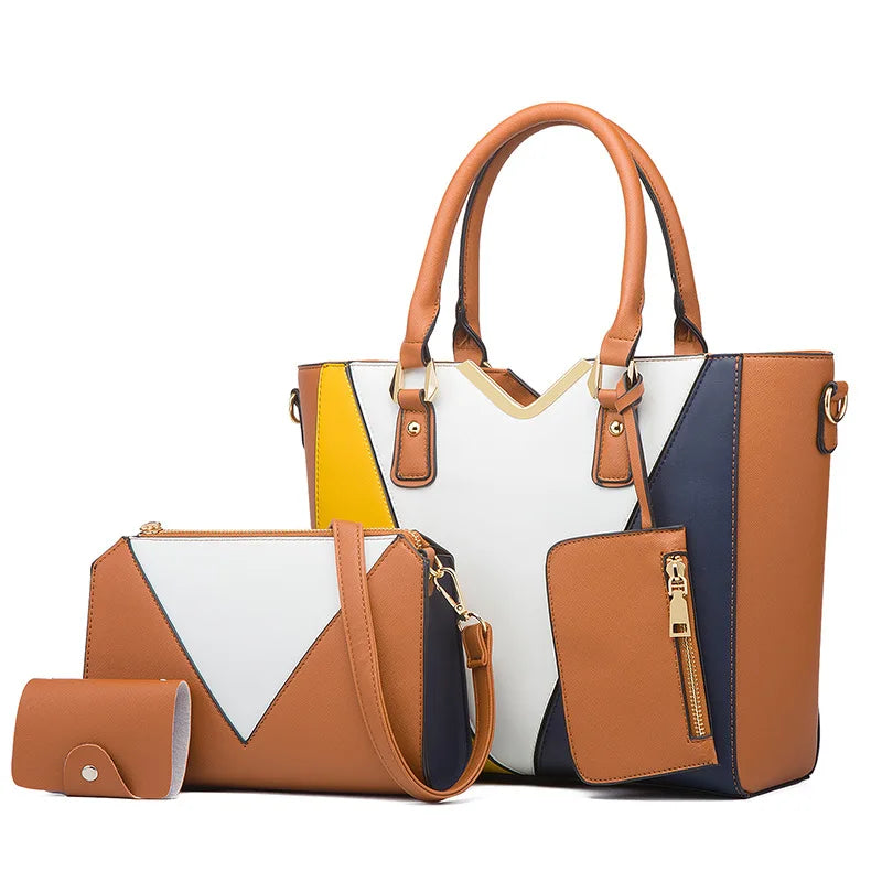 Luxury Designer 4-Piece Large Capacity Tote & Crossbody Bag Set
