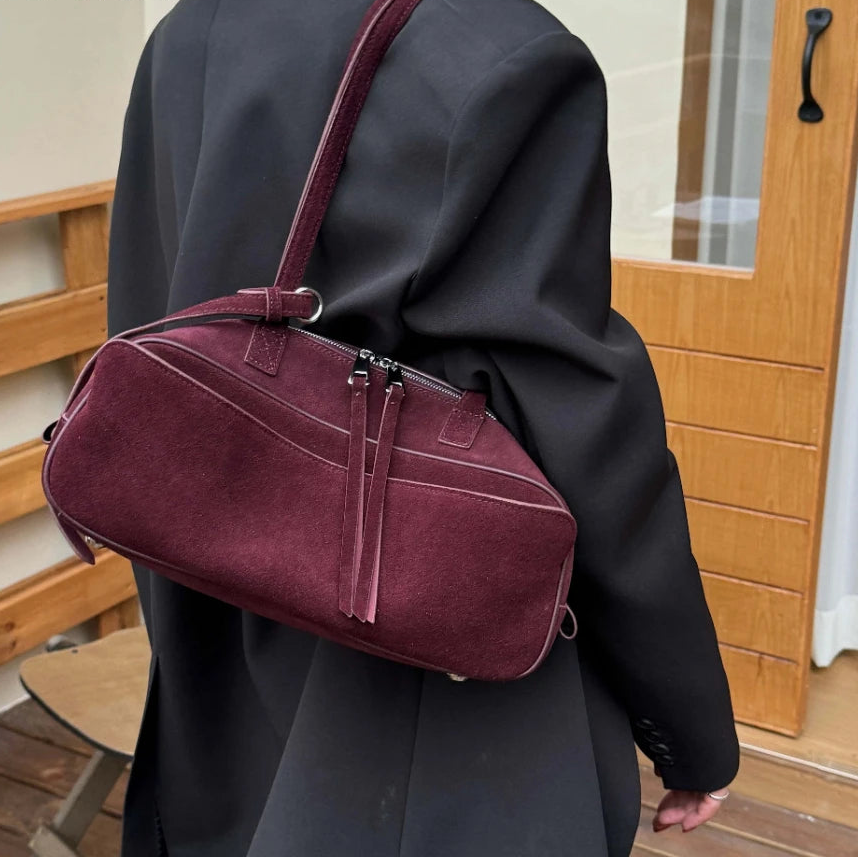 The Serene Suede Barrel Bag
