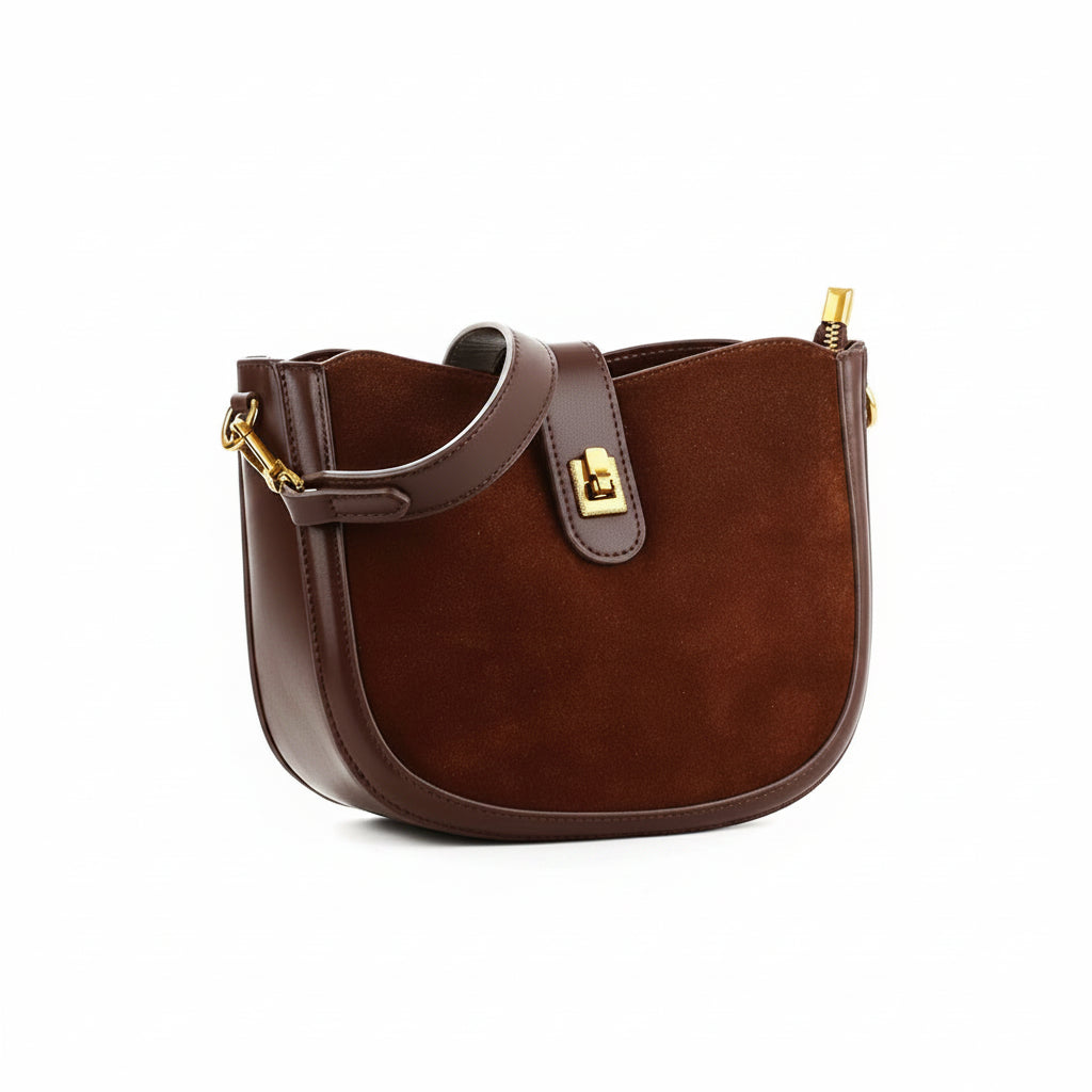 Luna Frosted Suede Half Moon Bag