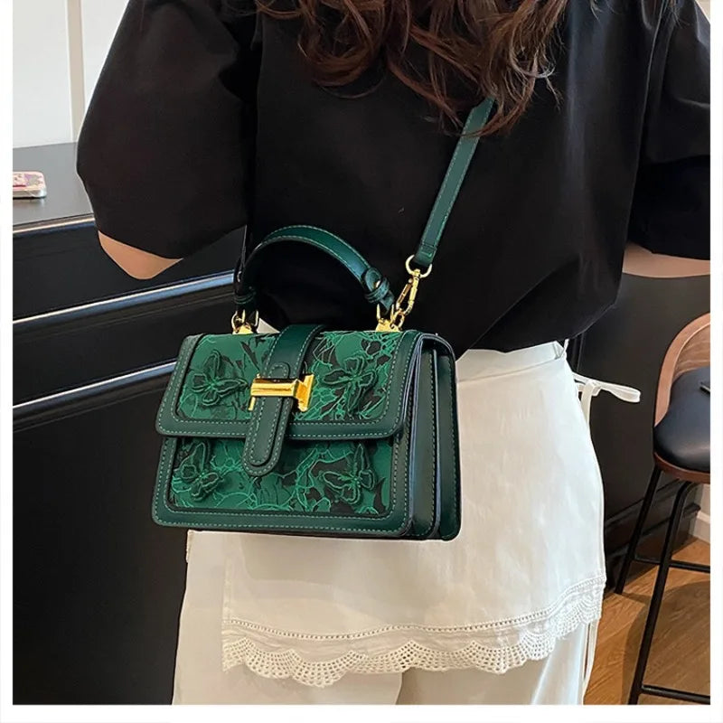 Embroidered Textured Crossbody Bag