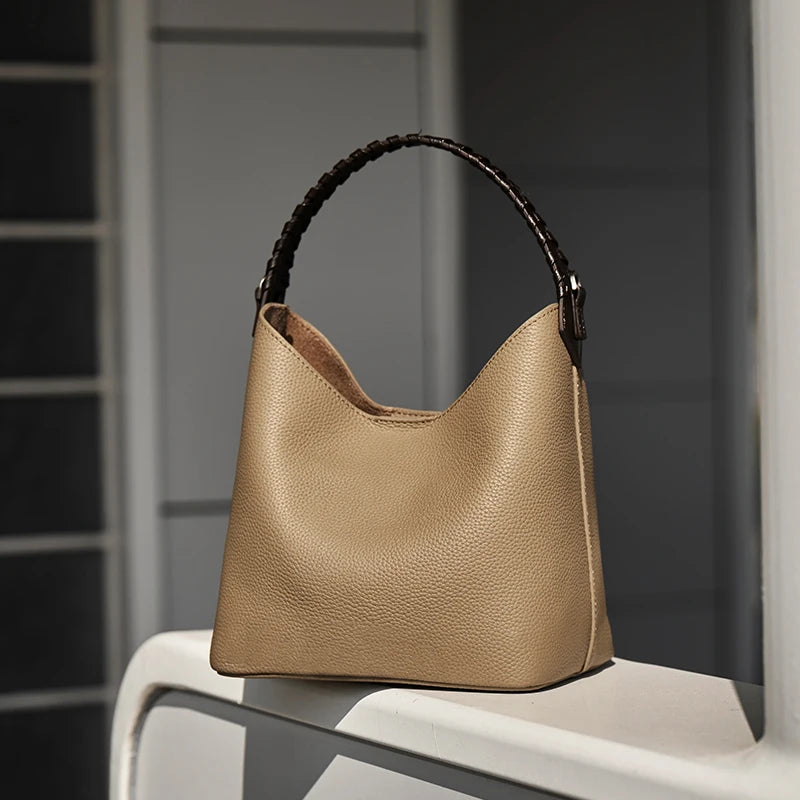 BURMINSA Slouchy Genuine Leather Hobo Bag