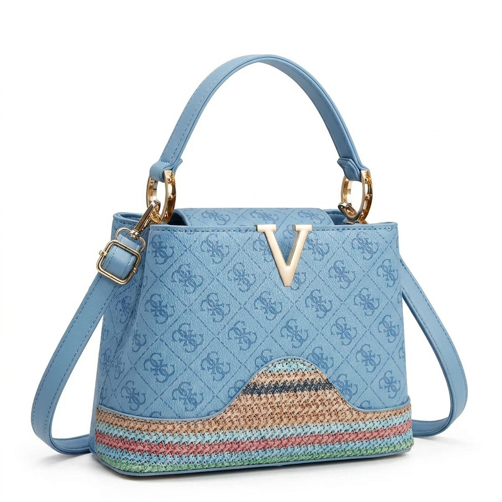 Sofia Luxury Monogram Shoulder Bag em fundo branco