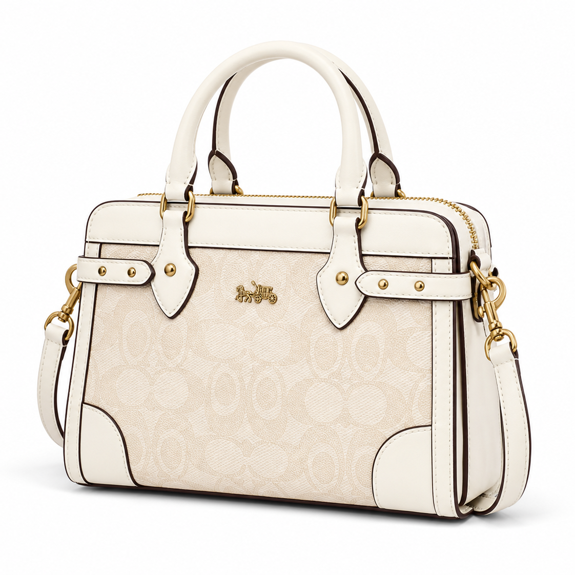 Color-blocked Crossbody Tote White on white background