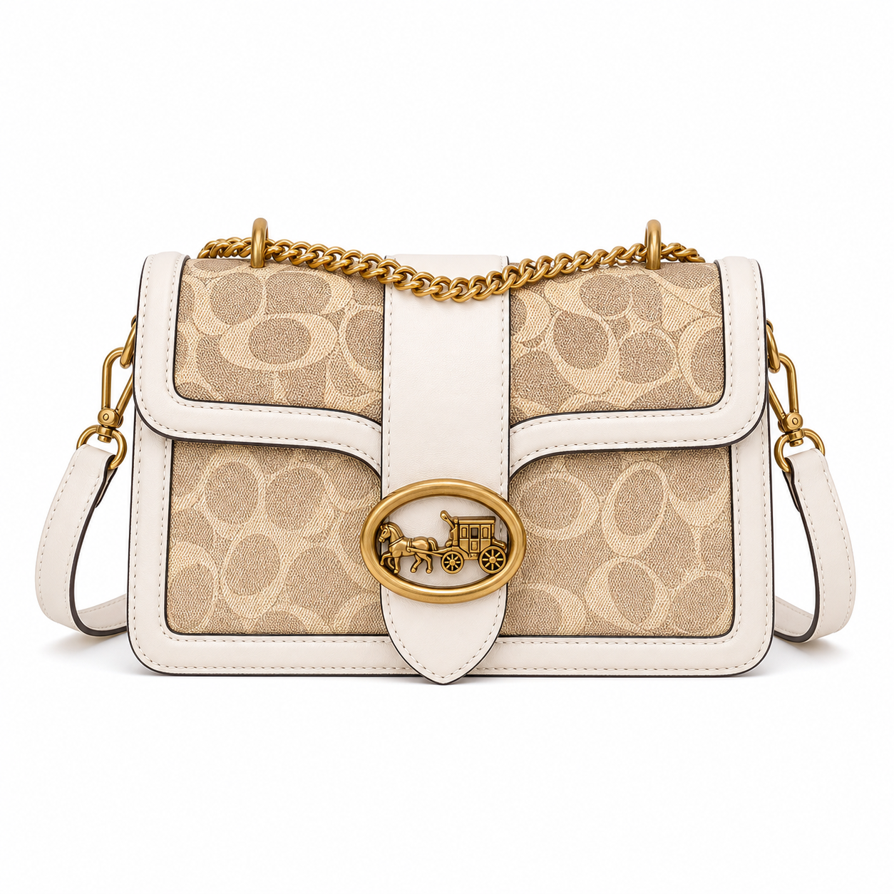 Contrasting Color Chain Bag White variant on white background