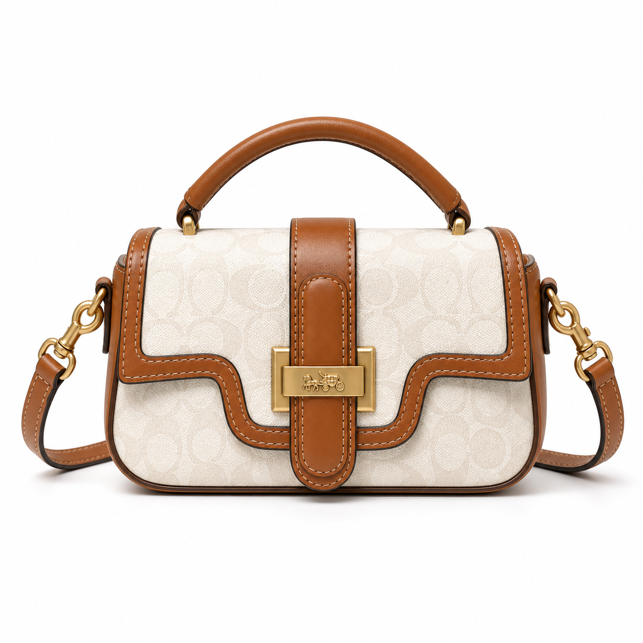 Contrasting Color Shoulder Bag White on white background 1:1