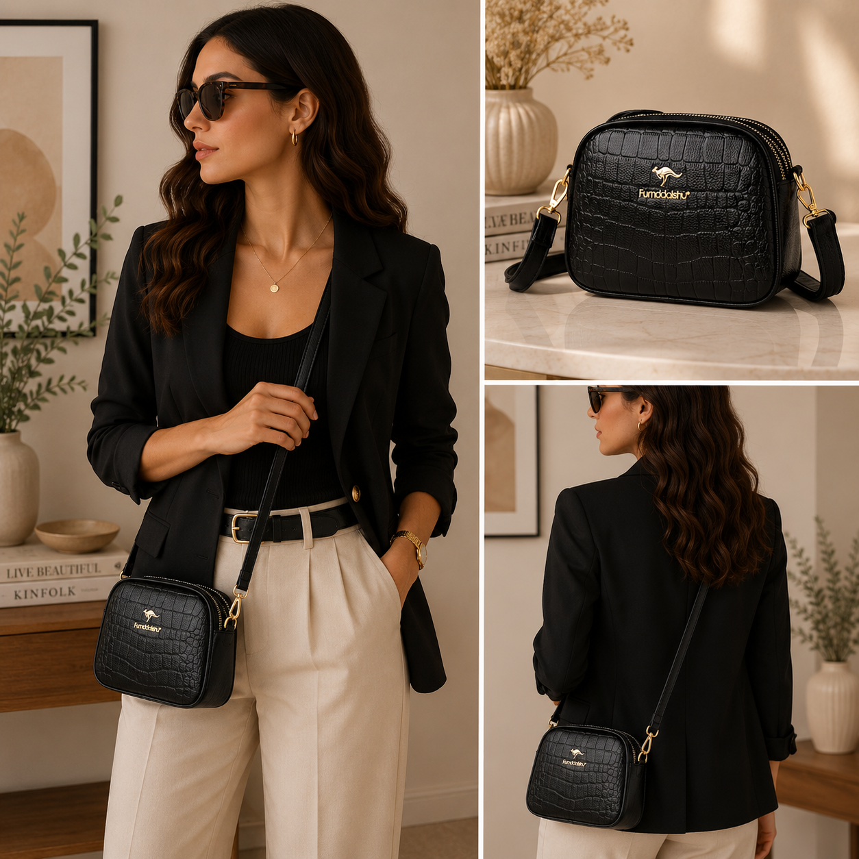 Crocodile Leather Crossbody Bag
