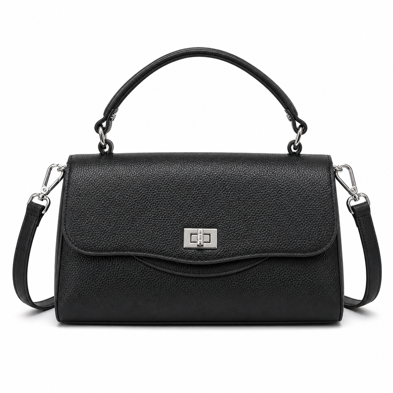 Genuine Leather Crossbody Bag Black variant on white background