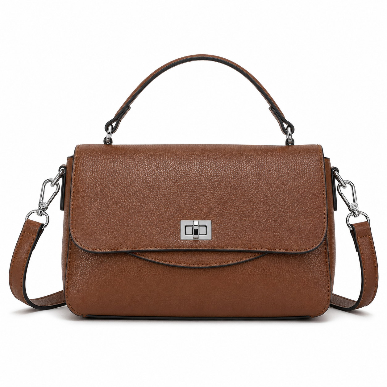 Genuine Leather Crossbody Bag Brown variant on white background