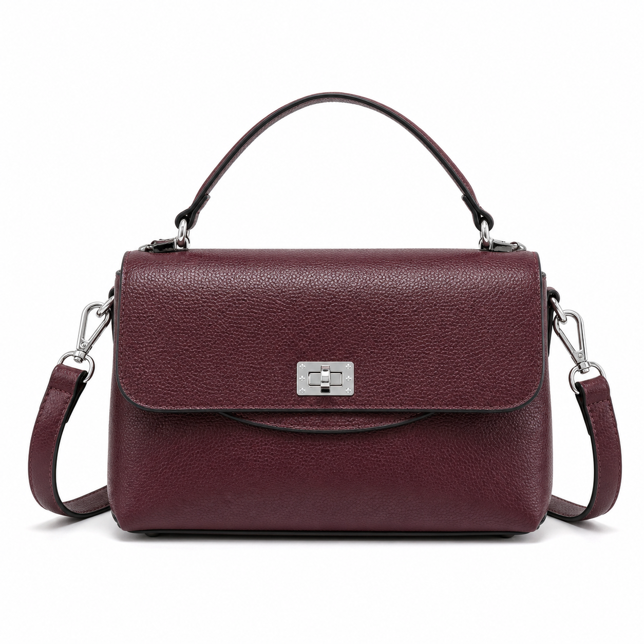Genuine Leather Crossbody Bag Burgundy variant on white background