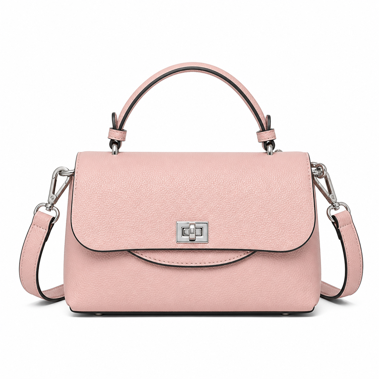 Genuine Leather Crossbody Bag Pink variant on white background