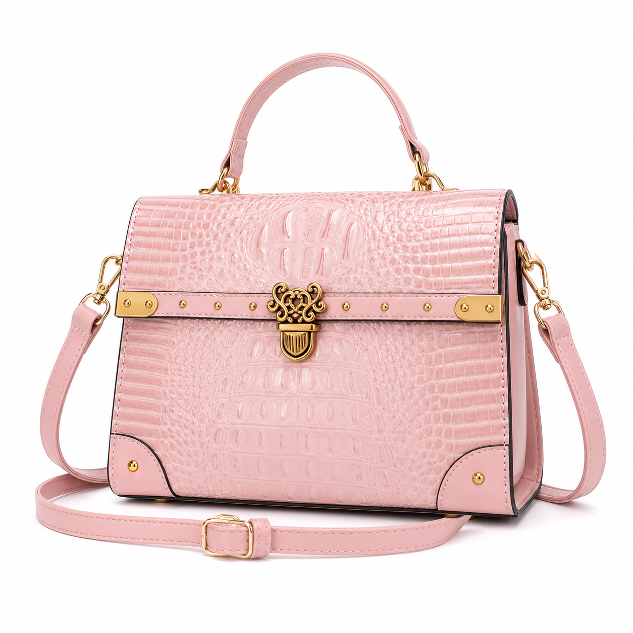 Purple Square Crossbody Bag - brown variant on white background