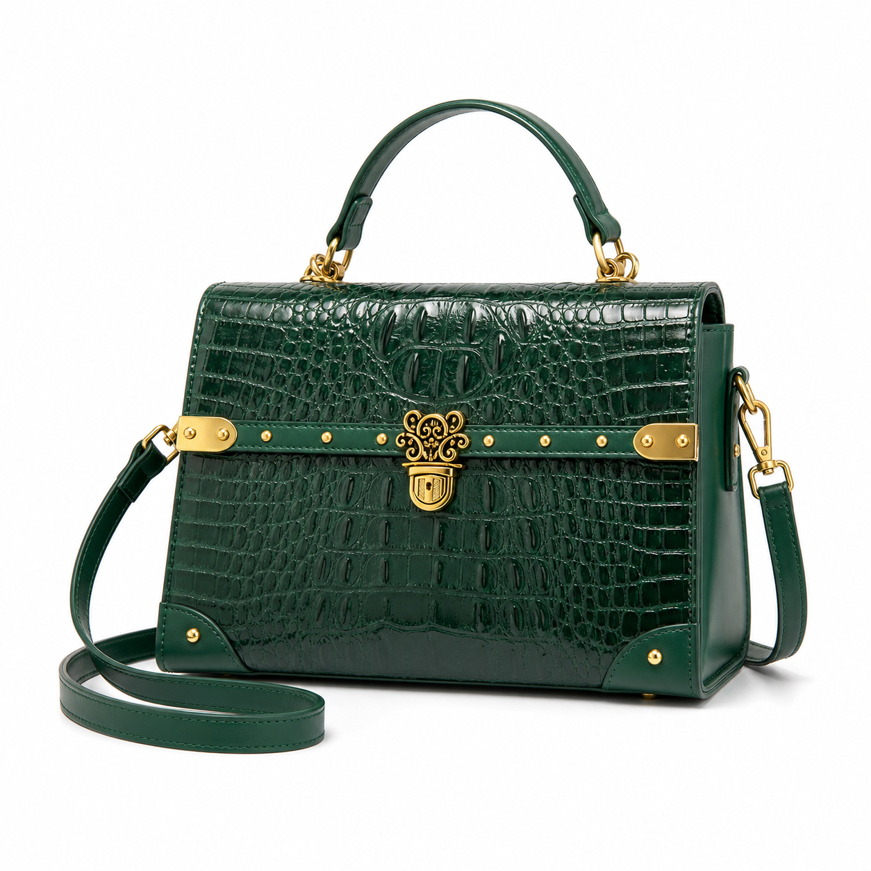 Purple Square Crossbody Bag - green variant on white background