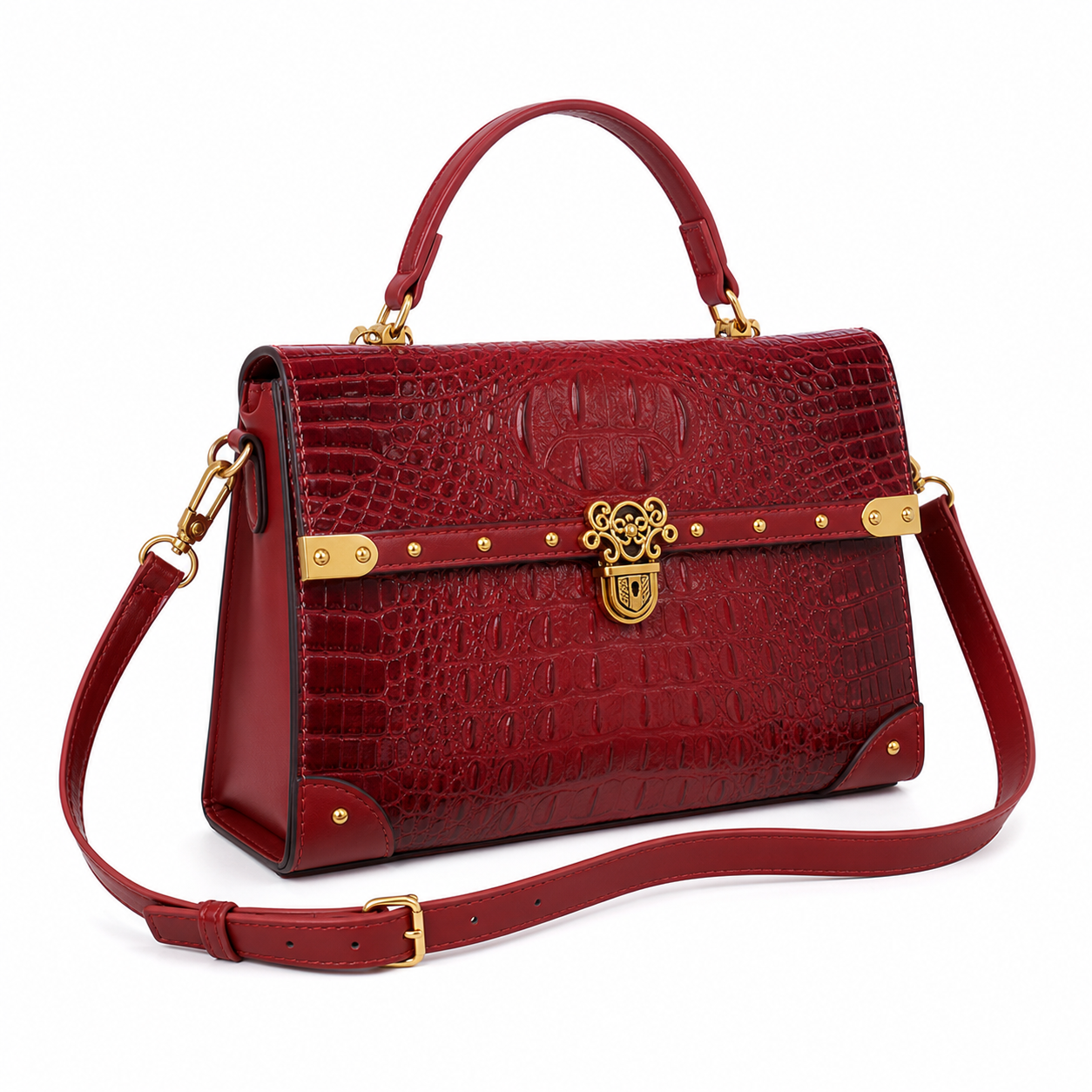 Purple Square Crossbody Bag - red variant on white background