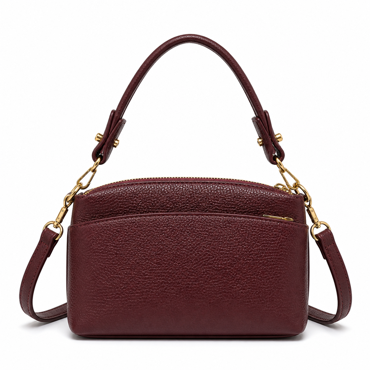 Retro Leather Shoulder Bag Dark Red variant on white background