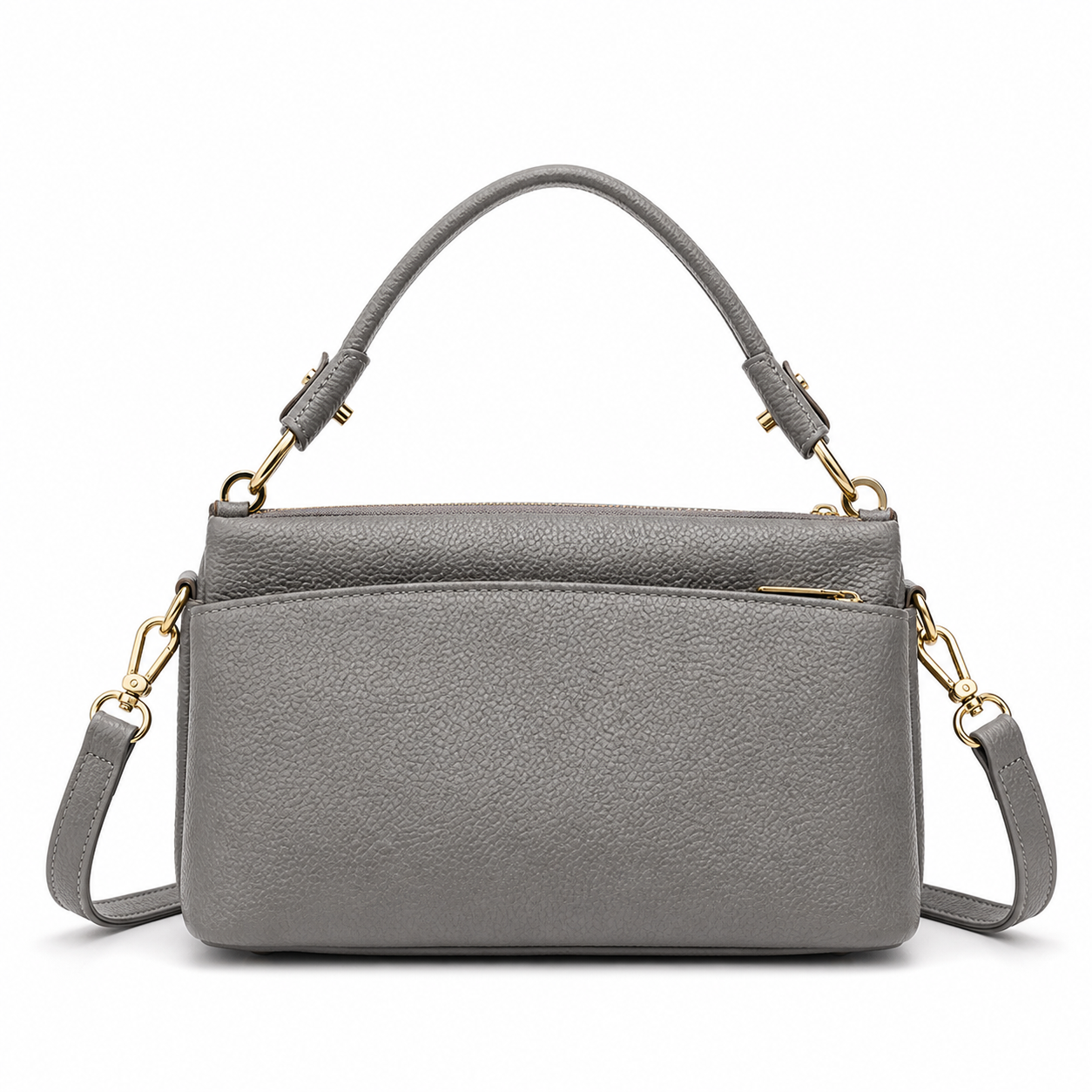 Retro Leather Shoulder Bag Gray variant on white background