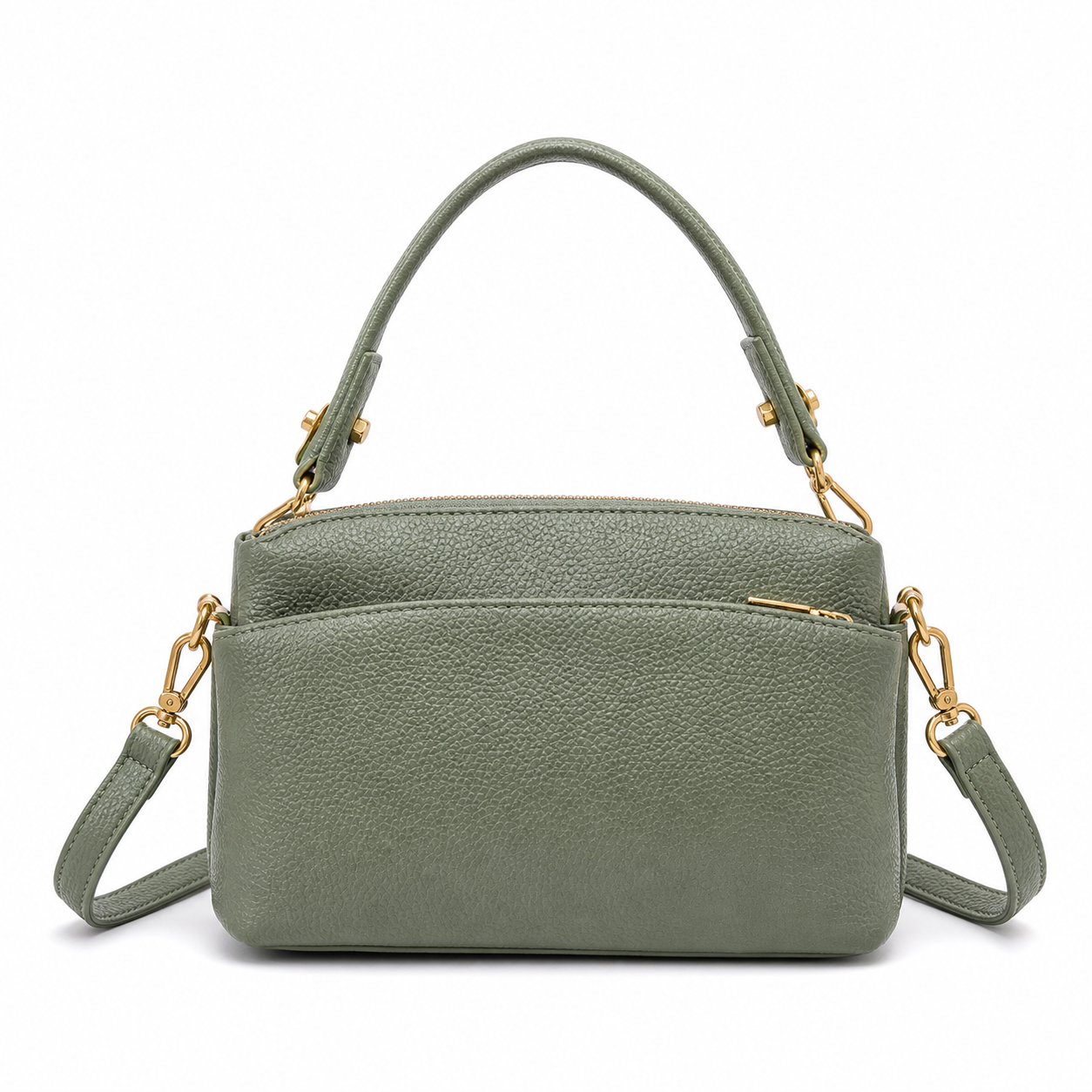 Retro Leather Shoulder Bag Green variant on white background